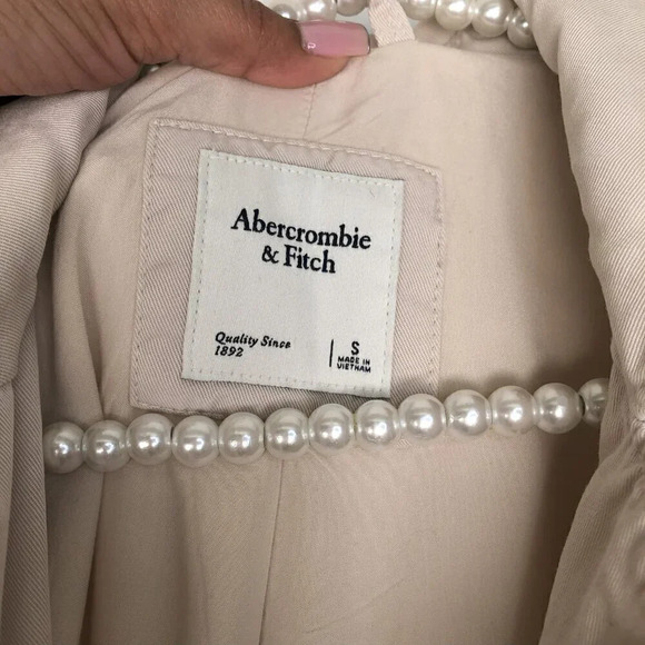 Abercrombie & Fitch Beige Asymmetrical Moto Biker Style Jacket Size Small - Picture 6 of 15